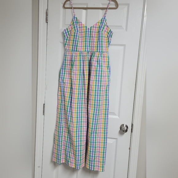 J.crew NWT V-Neck Maxi Dress Gingham Size 8.
